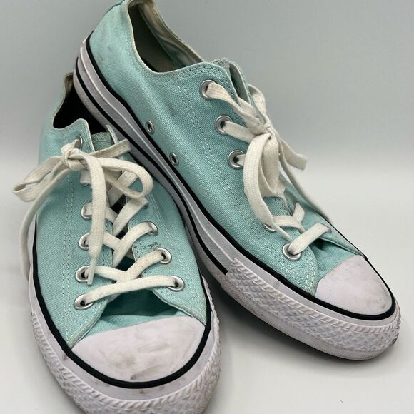 Converse Light Aqua/Turquoise Double Tongue Low Top Canvas Shoes W10 - Picture 1 of 7